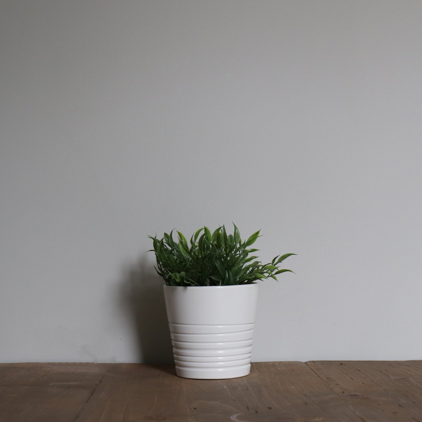 White Ribbed Pot Faux Greenery 2