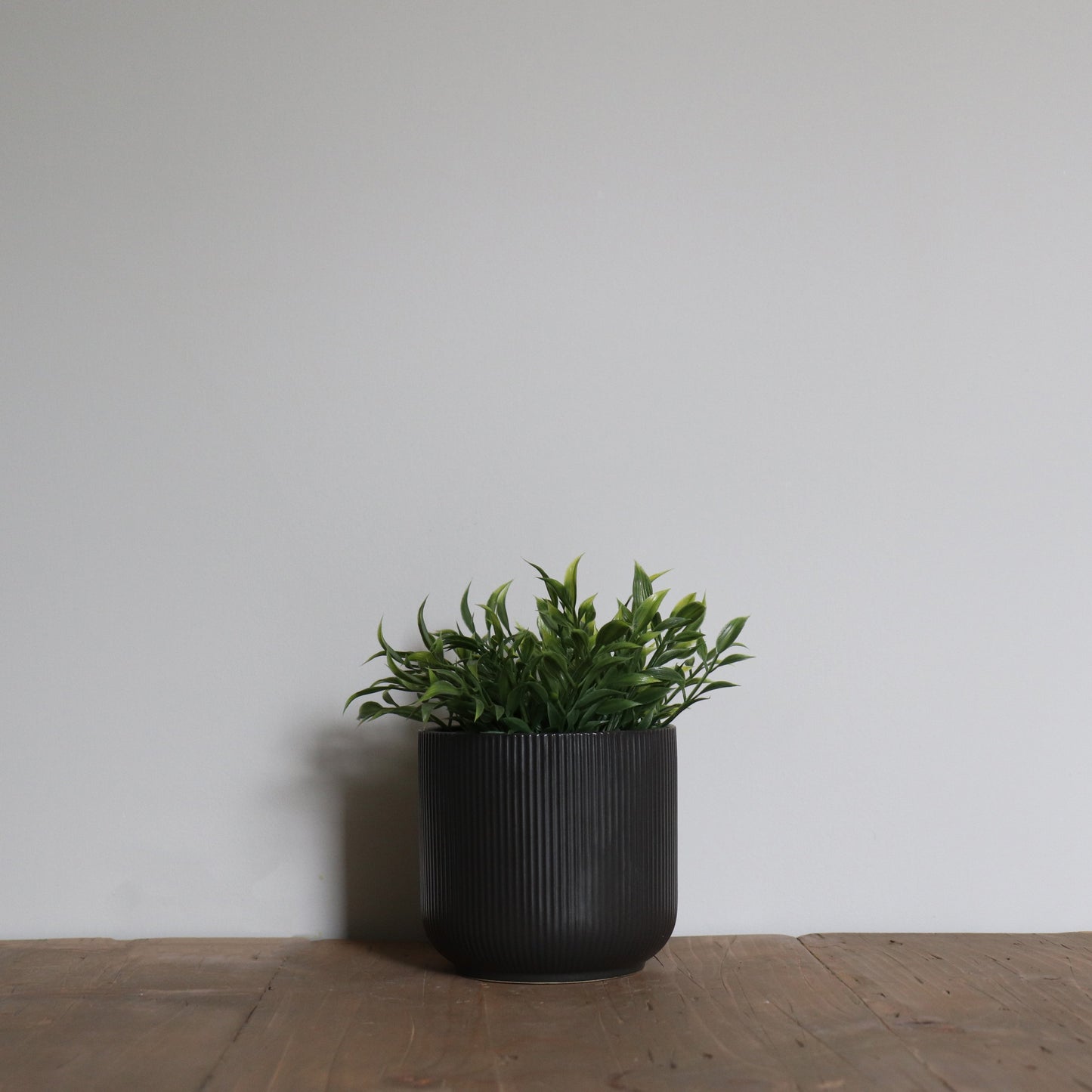 Dark Grey Ribbed Pot Faux Greenery 2