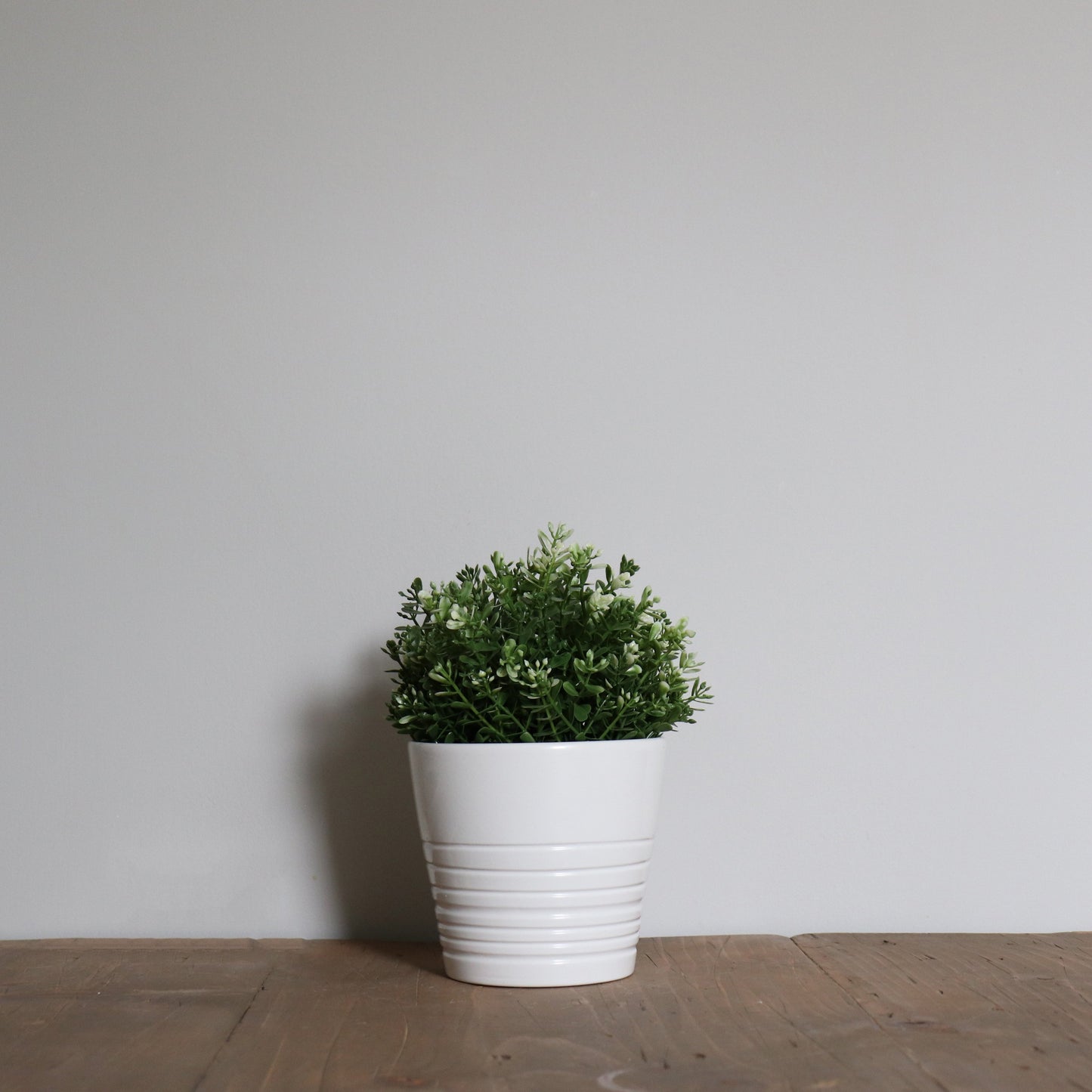 White Ribbed Pot Faux Greenery 3