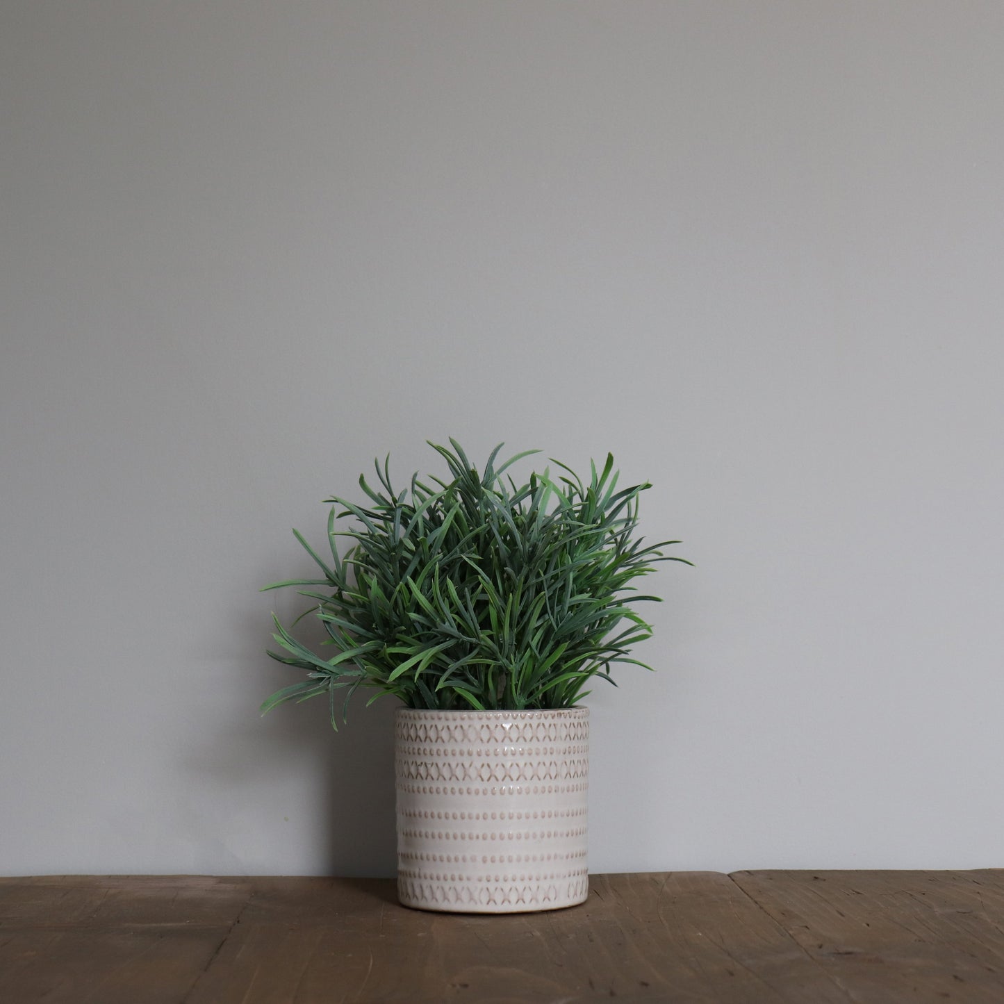 Cream Patterned Pot Faux Greenery