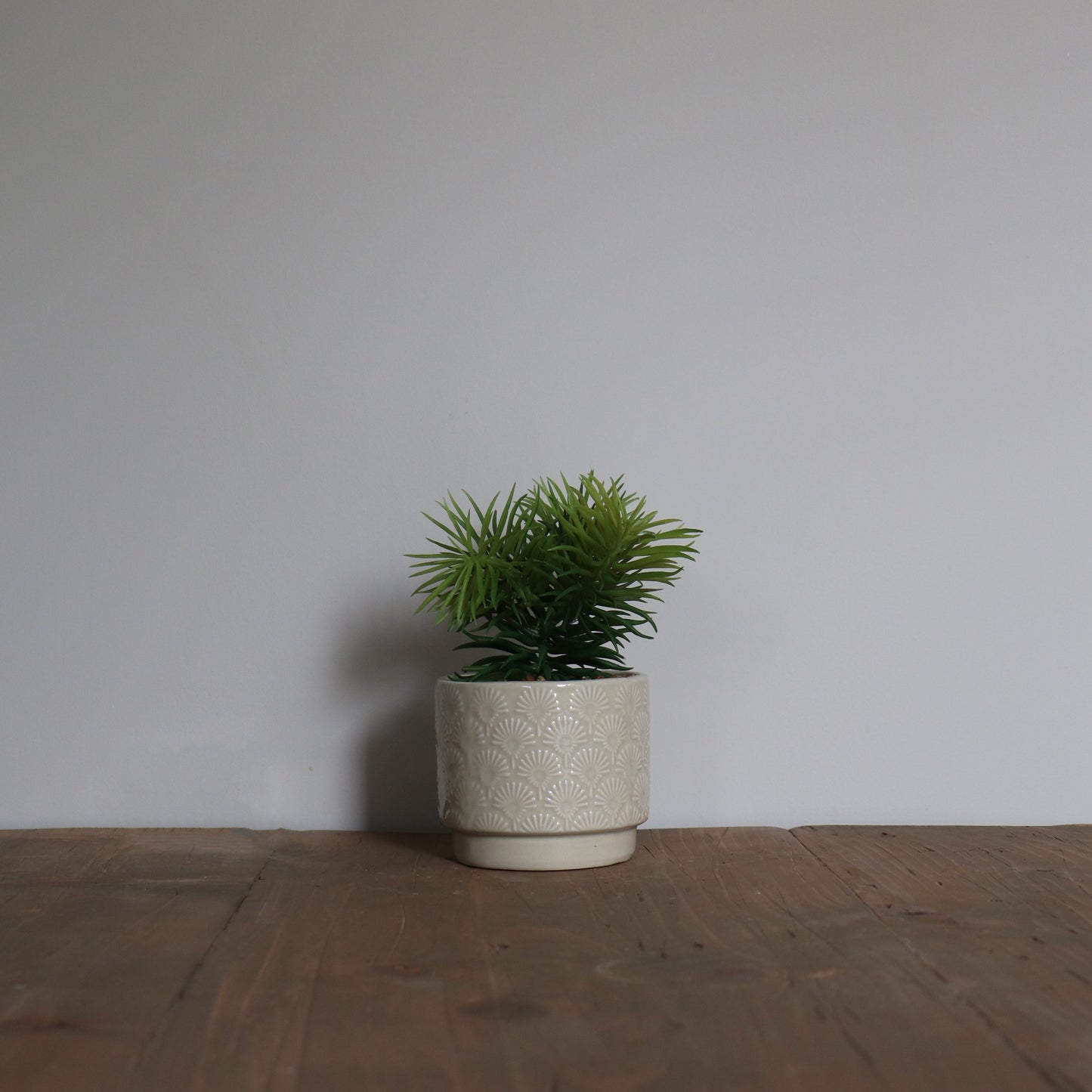 Light Grey Patterned Pot Faux Greenery