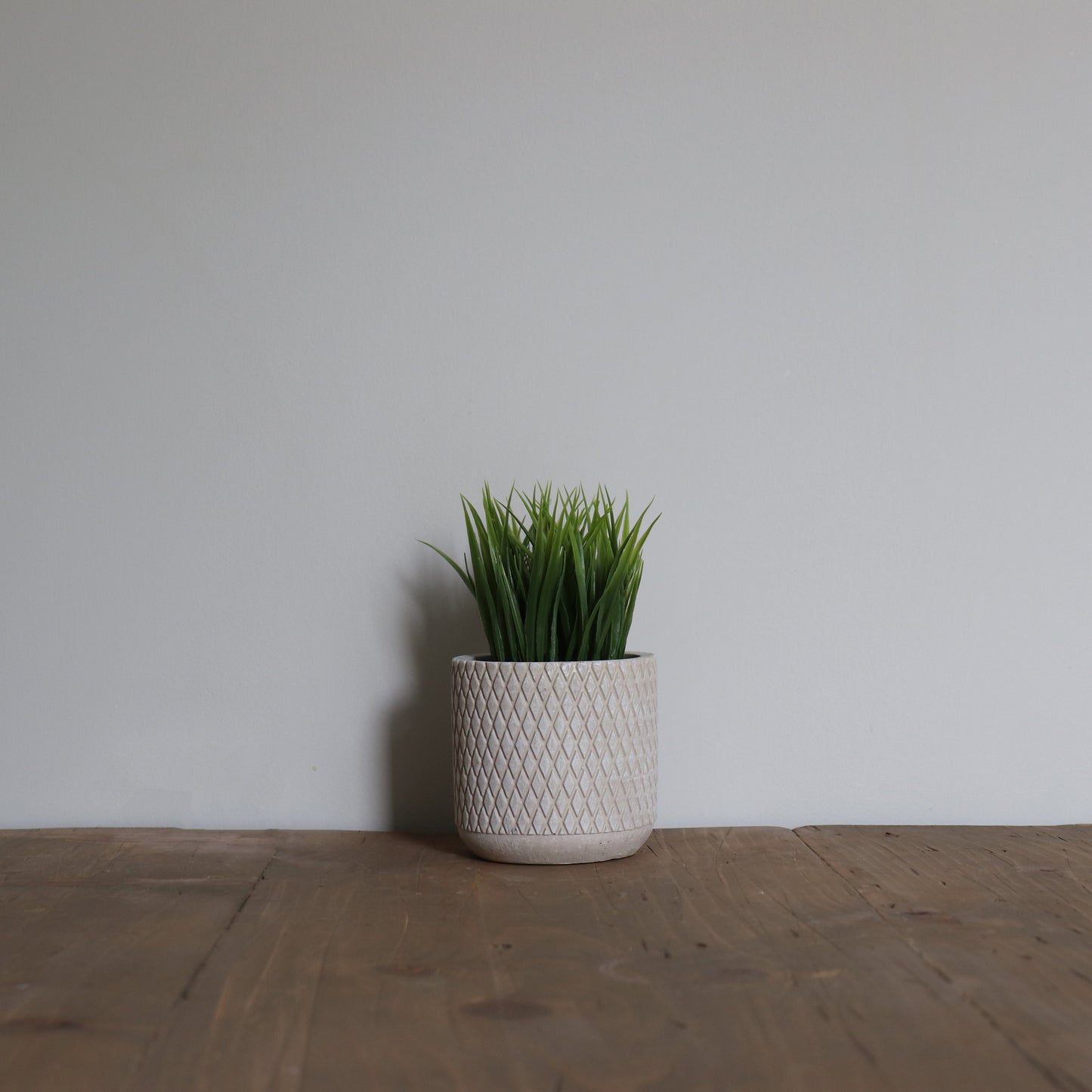 Concrete Patterned Pot Faux Greenery