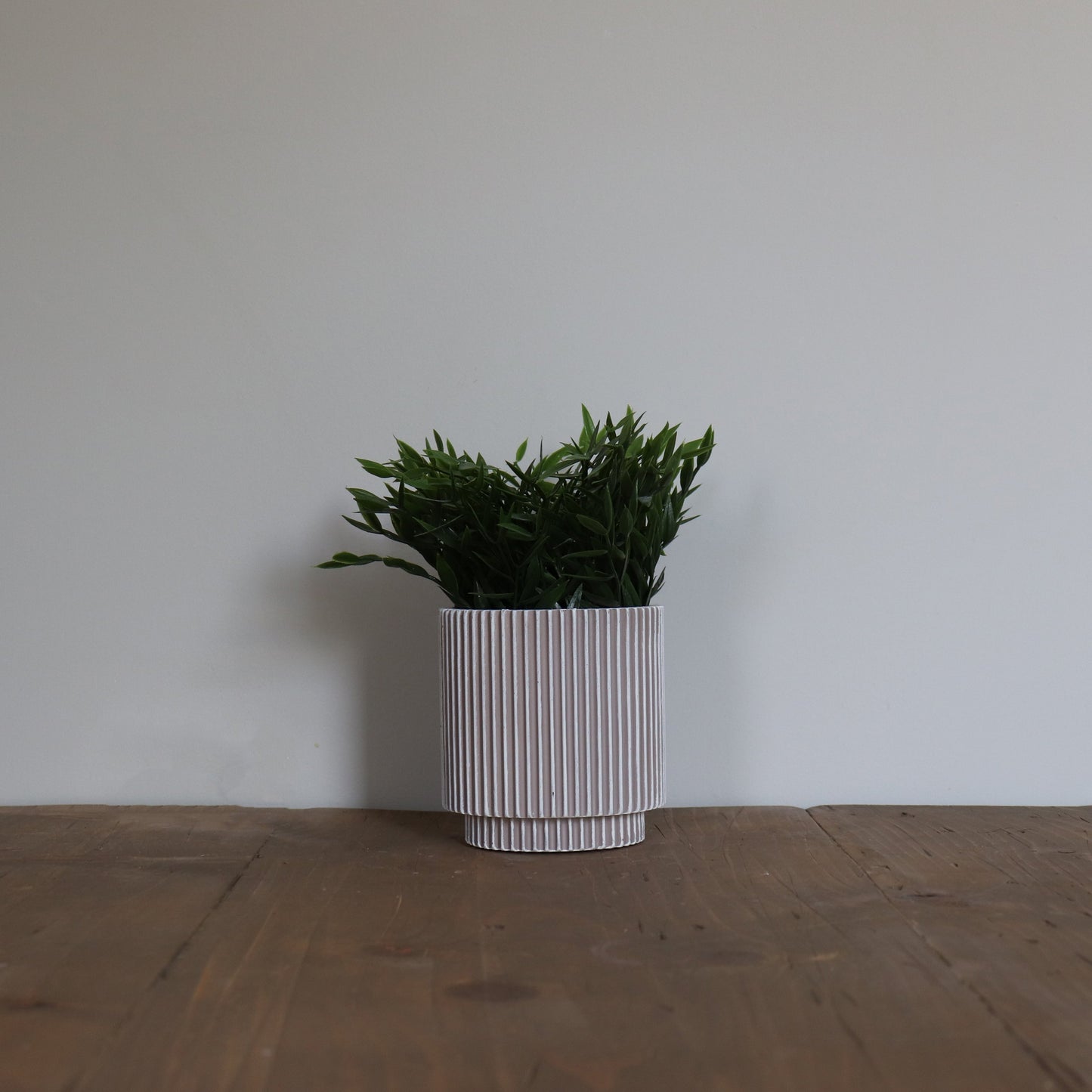 White & Cream Ribbed Pot Faux Greenery