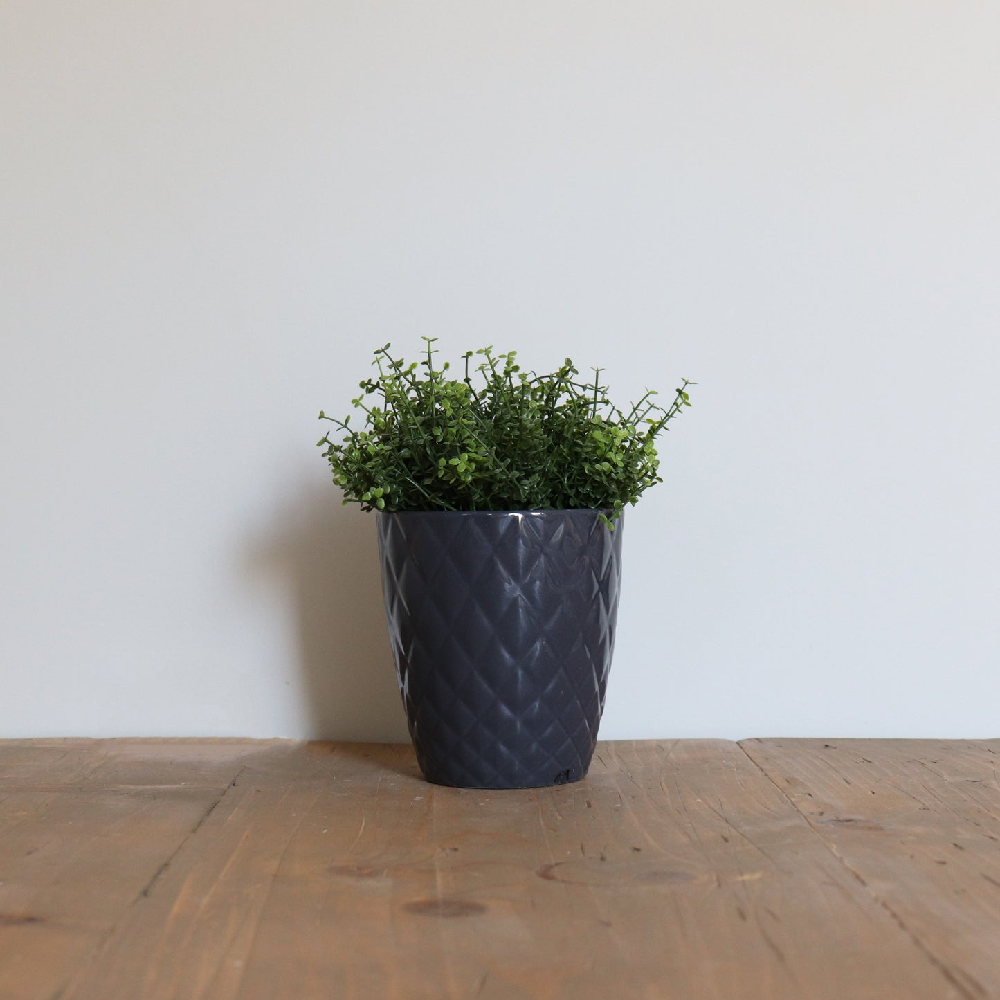 Dark Grey Patterned Pot Faux Greenery