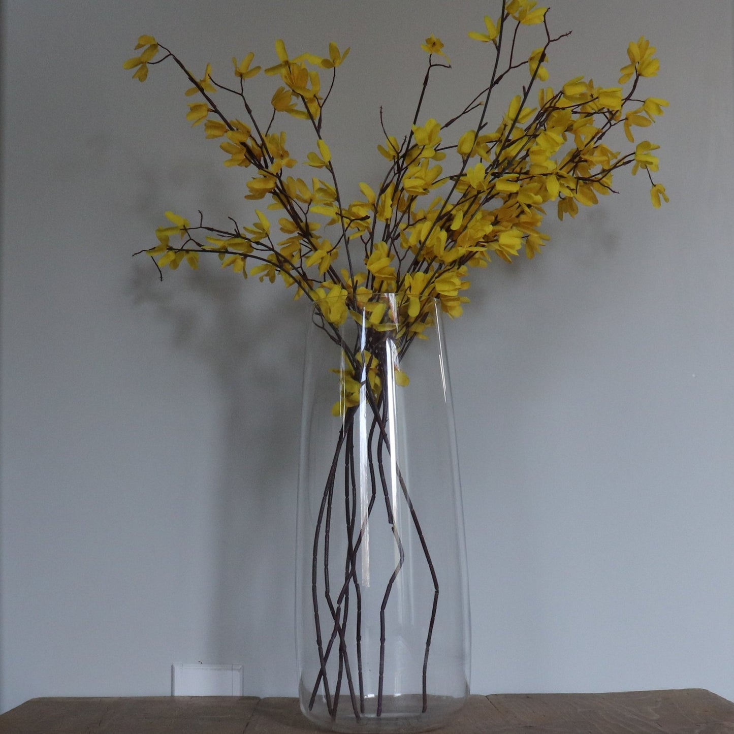 Large Glass Vase w/ Yellow Florals