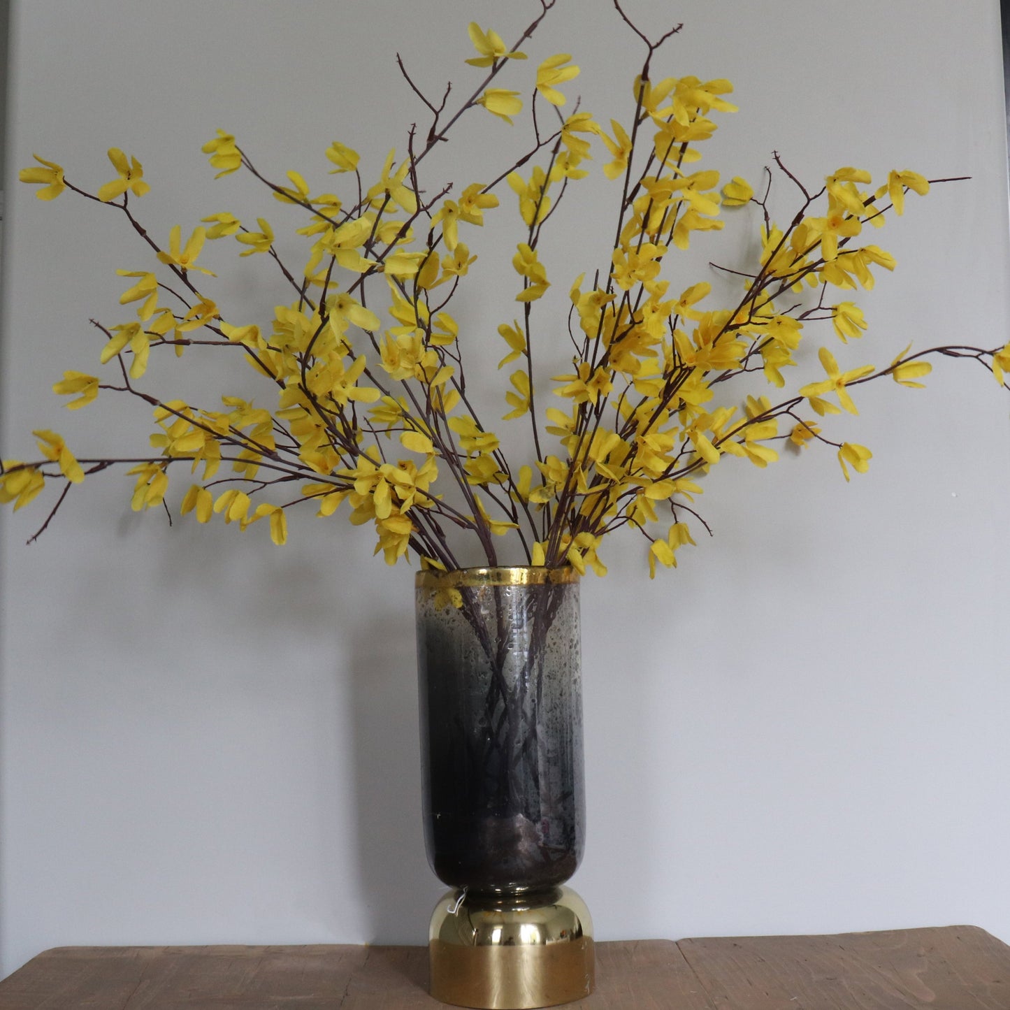 Glass & Gold Vase w/ Yellow Florals