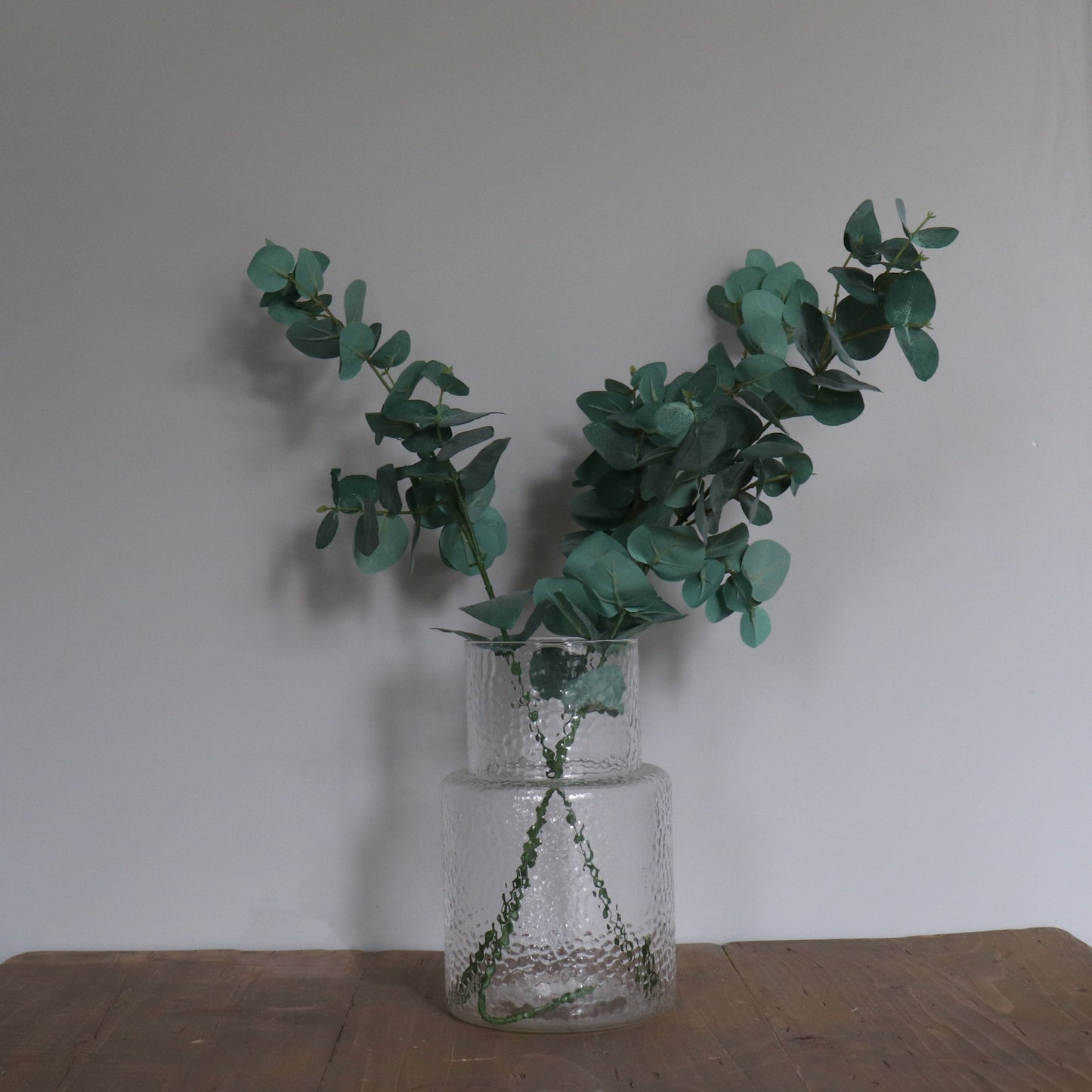 Textured Glass Vase w/ Eucalyptus