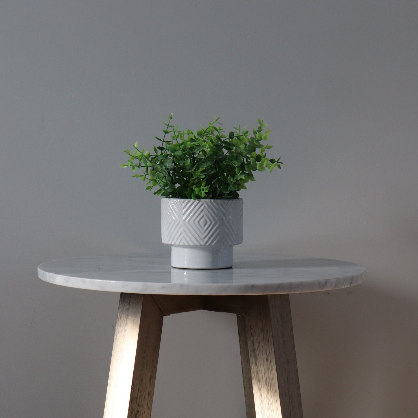 Diamond White Pot Faux Greenery