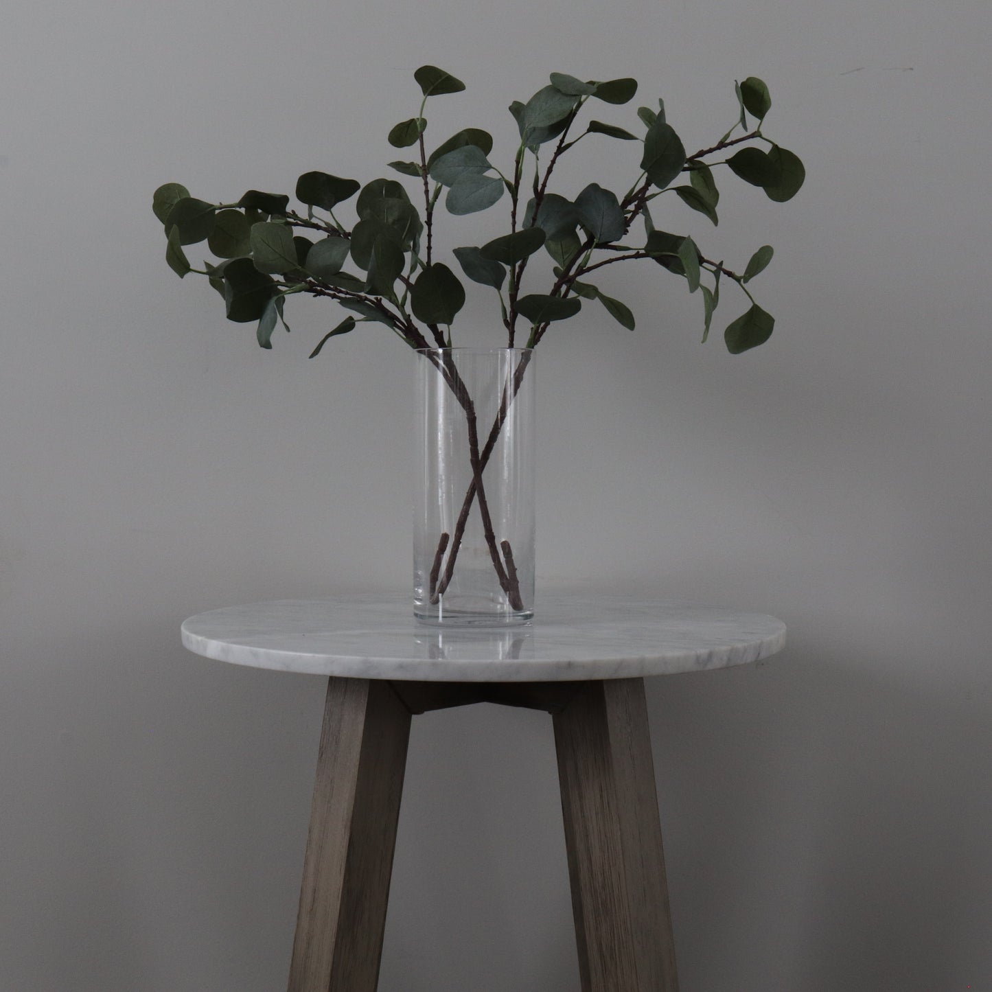 Tall Glass Vase w/ Eucalyptus